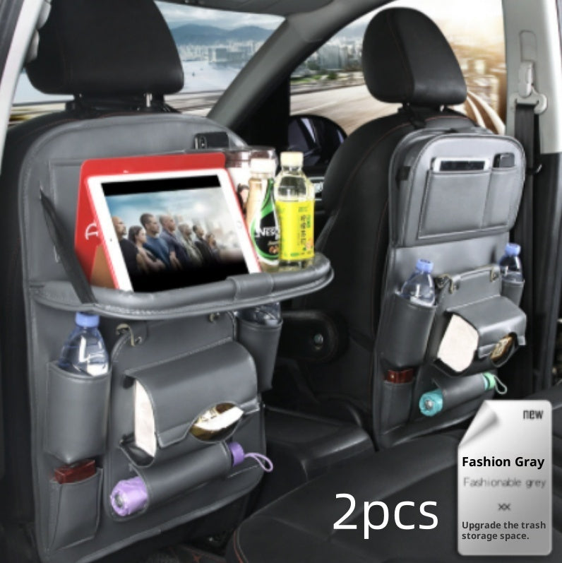 PU Leather Car Storage Bag/Multifunction Seat Back Tray/Hanging Bag Waterproof Car Organizer/Automotive Interior Accessories
