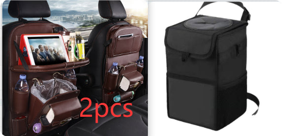 PU Leather Car Storage Bag/Multifunction Seat Back Tray/Hanging Bag Waterproof Car Organizer/Automotive Interior Accessories