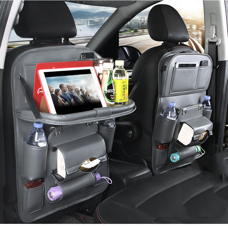 PU Leather Car Storage Bag/Multifunction Seat Back Tray/Hanging Bag Waterproof Car Organizer/Automotive Interior Accessories