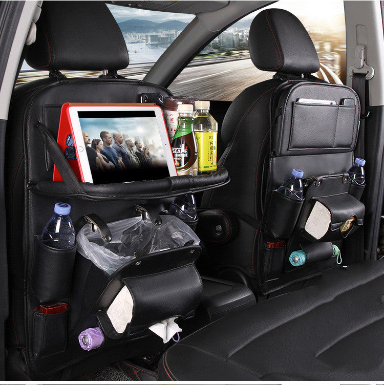 PU Leather Car Storage Bag/Multifunction Seat Back Tray/Hanging Bag Waterproof Car Organizer/Automotive Interior Accessories
