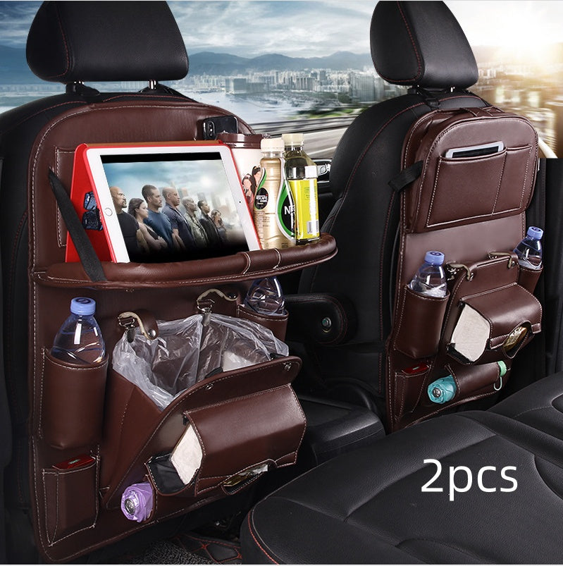 PU Leather Car Storage Bag/Multifunction Seat Back Tray/Hanging Bag Waterproof Car Organizer/Automotive Interior Accessories