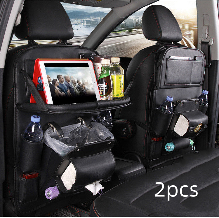 PU Leather Car Storage Bag/Multifunction Seat Back Tray/Hanging Bag Waterproof Car Organizer/Automotive Interior Accessories