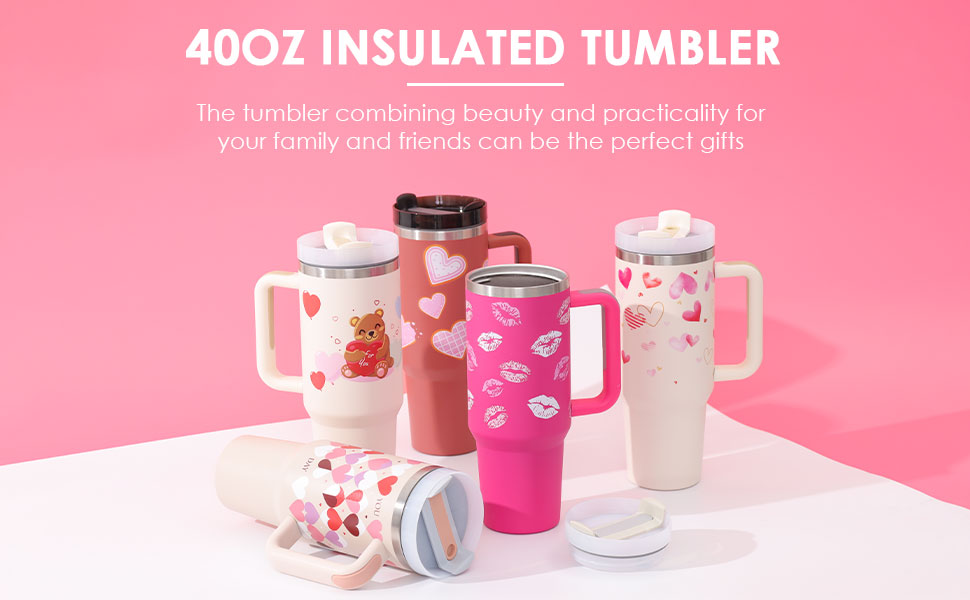 40 Oz Tumbler With Handle Straw Insulated, Stainless Steel Spill Proof Vacuum Coffee Cup Tumbler With Lid Tapered Mug Suitable For Car Gym Office Travel