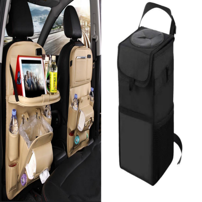 PU Leather Car Storage Bag/Multifunction Seat Back Tray/Hanging Bag Waterproof Car Organizer/Automotive Interior Accessories