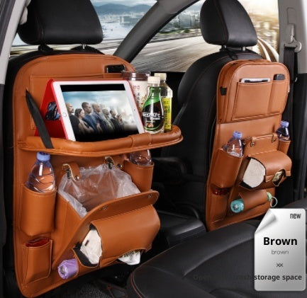 PU Leather Car Storage Bag/Multifunction Seat Back Tray/Hanging Bag Waterproof Car Organizer/Automotive Interior Accessories