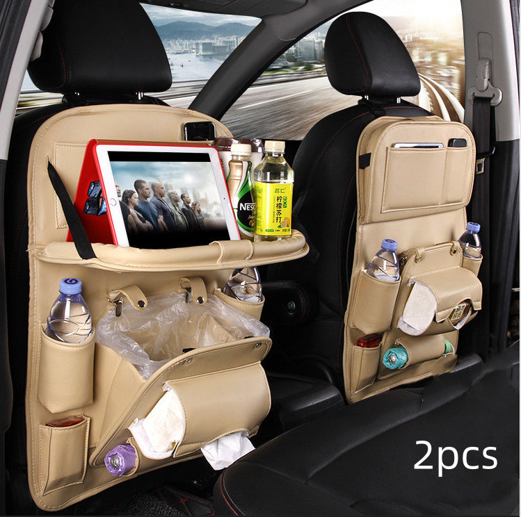PU Leather Car Storage Bag/Multifunction Seat Back Tray/Hanging Bag Waterproof Car Organizer/Automotive Interior Accessories