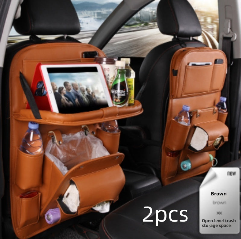 PU Leather Car Storage Bag/Multifunction Seat Back Tray/Hanging Bag Waterproof Car Organizer/Automotive Interior Accessories