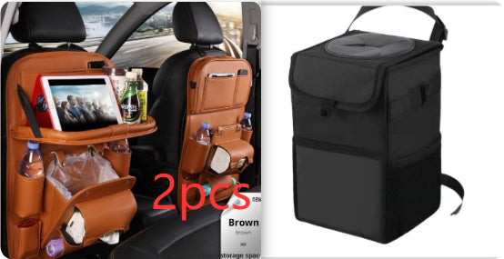 PU Leather Car Storage Bag/Multifunction Seat Back Tray/Hanging Bag Waterproof Car Organizer/Automotive Interior Accessories