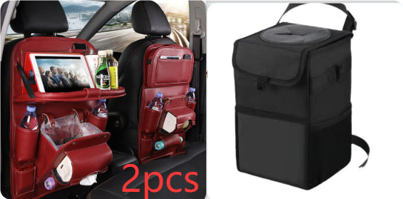 PU Leather Car Storage Bag/Multifunction Seat Back Tray/Hanging Bag Waterproof Car Organizer/Automotive Interior Accessories