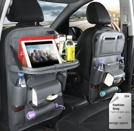 PU Leather Car Storage Bag/Multifunction Seat Back Tray/Hanging Bag Waterproof Car Organizer/Automotive Interior Accessories
